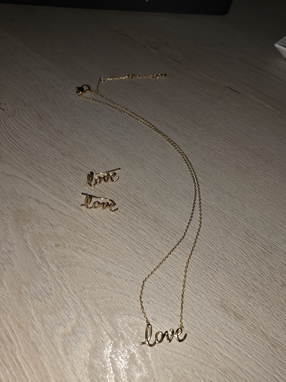 Kate Spade Gold 'Love' Necklace and Earrings Set